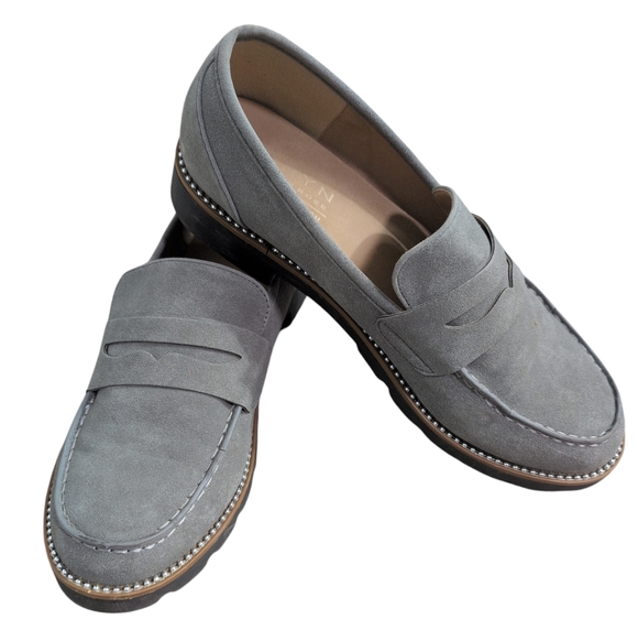 Taryn Rose Shoes - Taryn By Taryn Rose Kilroy Penny Loafer Shoes, Gray With Studs Women's 10